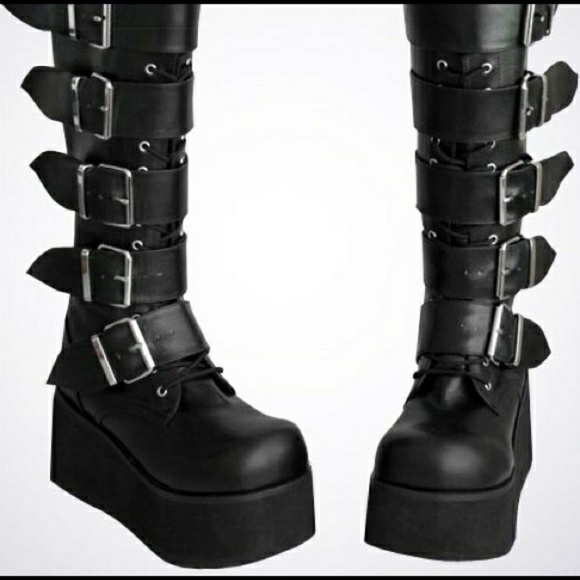 goth buckle boots